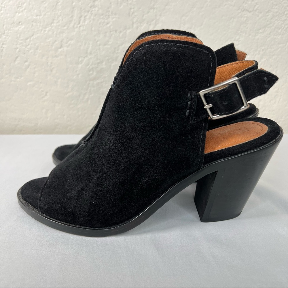 Frye Courtney Slingback Peep Toe Leather Block Heeled Sandals Mules Size 6.5 - Picture 5 of 13